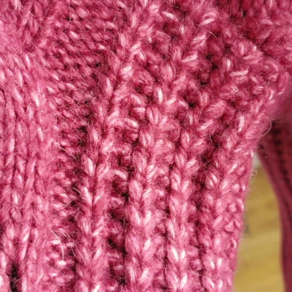 Anthropologie Ramona Dark Pink Vneck Cable Knit Sweater Chunky Oversized… - Picture 9 of 13